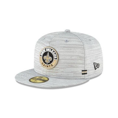 Grey New Orleans Saints Hat - New Era NFL Official NFL Fall Sideline 59FIFTY Fitted Caps USA9782365